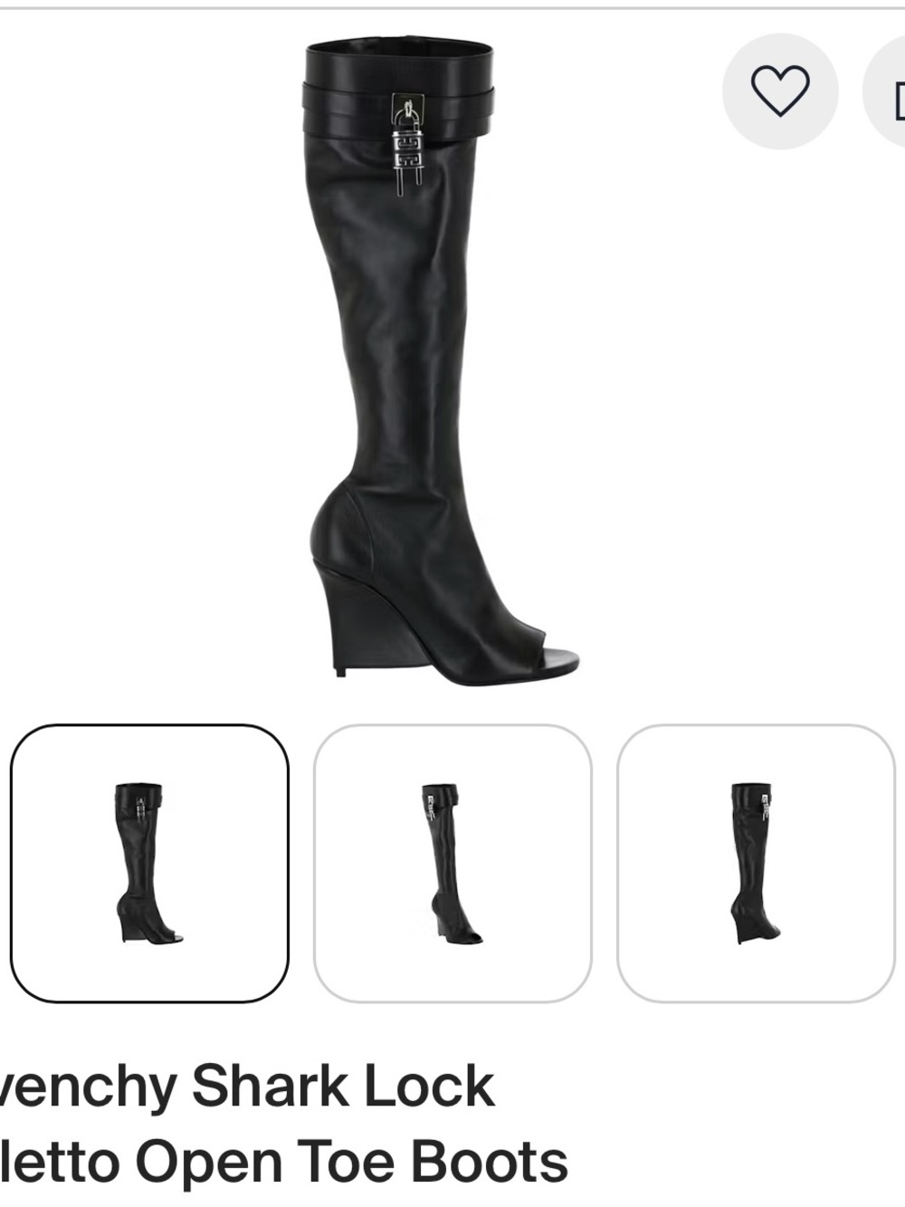 Givenchy Black Open-Toe Wedge Over-the-Knee Boots